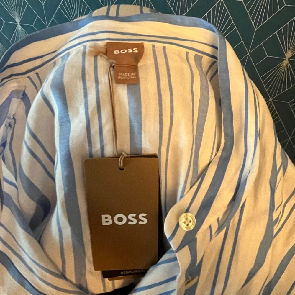 Boss Dalinena Stripe Belted Shirtdress
